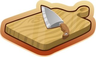 knife on wooden cutting board, illustration