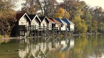 boat houses on the lake