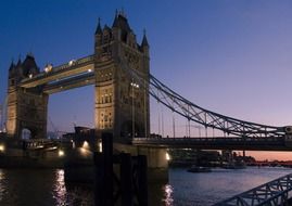 tower bridge on thames river at night, uk, england, london