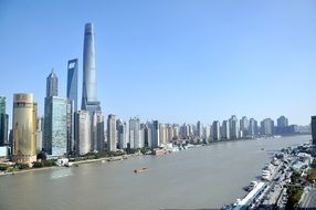 high-rise buildings on the Huangpu river Shanghai