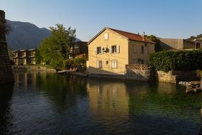 landscape of montenegro channel water house reflection