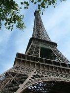 low angle view of eiffel tower at summer, france, paris