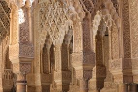 architectural details of alhambra palace, spain, granada