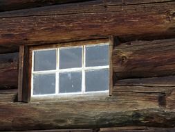 window in old loghouse, canada, british columbia, 100 mile house