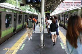 city tokyo people on railway station