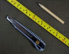 ruler, pencil and knife, home repair