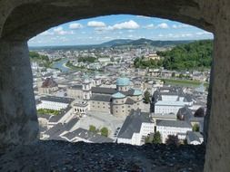 view of old city from hohensalzburg fortress, austria, salzburg