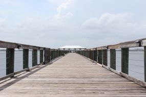 wooden pier above water, perspective