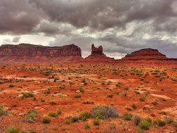 rock formation in red desert, monument valley, usa, arizona