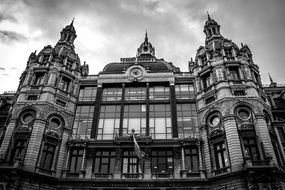 central station building at cloudy sky, belgium, antwerp