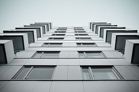 new apartments fasade with balconies, low angle view