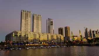 View from the water on the architecture of Buenos Aires, Argentina