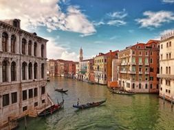 view of old buildings at channel, italy, venice