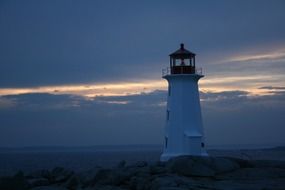 old Peggy’s Point Lighthouse at evening sky, canada, nova scotia, peggy’s cove