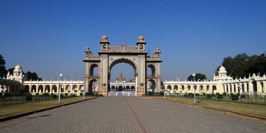 gate of mysore palace, royal residence, india, karnataka