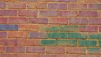 red brick wall tinted with green