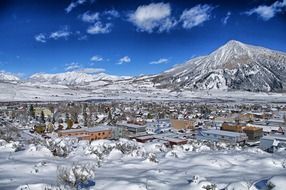 town at mountains, scenic winter landscape, usa, colorado, crested butte