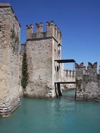 towers of The castle of Sirmione on Garda Lake, Italy, Brescia