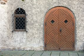 building old home wood door goal window