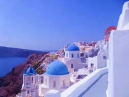 beautiful village on island at sea, greece, santorini