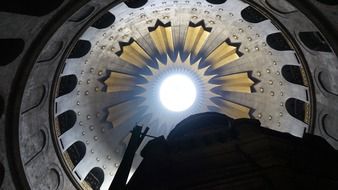 bottom view of holy sepulchre dome, israel, jerusalem