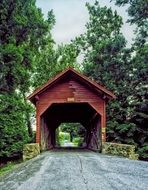 covered wooden bridge at countryside, usa, maryland