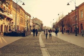 people on pedestrian street in old town