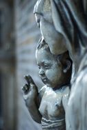 baby jesus and virgin mary, statue in church