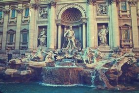 ancient marble fontana di trevi, italy, rome