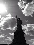 statue of liberty silhouette at sky, usa, nyc