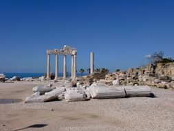 Apollon Tempel ruin at sea, turkey, alanya, side