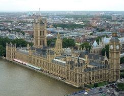 westminster palace top view, uk, london