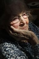 old woman in glasses, portrait