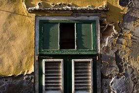 old wall abandoned ugly window