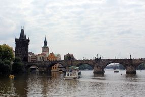 landscape of the historically charles bridge is a famous place in Prague