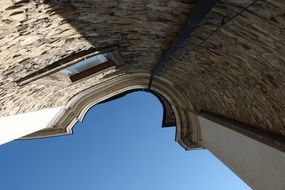 low angle view of baroque church steeple at sky