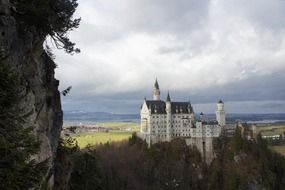 Neuschwanstein castle in mountains, germany