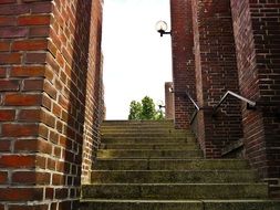 stairs up at brick building