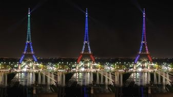 The triple projection of the Eiffel Tower