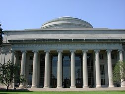 Massachusetts Institute of Technology, old building with columns, usa, Cambridge