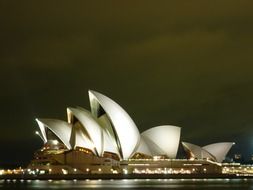illuminated opera house at night, australia, sydney