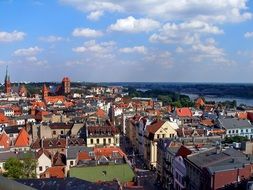 roof view of old city at river, poland, ToruÅ