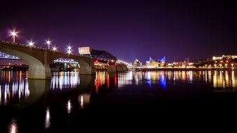 night view of bridge at city skyline, usa, Tennessee, chattanooga