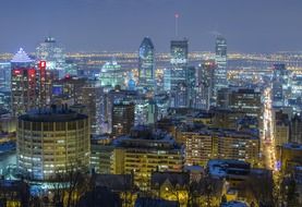 downtown at night, top view, canada, montreal