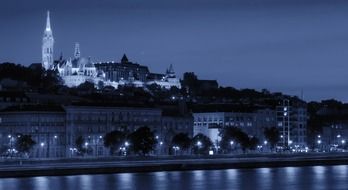 Matthias Church on the Castle Hill at night cityscape, hungary, budapest