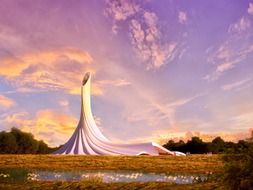 beautiful modern miami chapel by Fernando Romero EnterprisE at evening sky, usa, florida