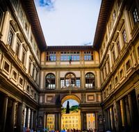 ornate facade of uffizi gallery, italy, florence