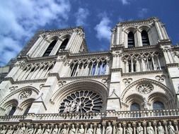beautiful gothic Notre-Dame Cathedral at sky, france, paris