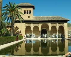 pond in alhambra, spain, granada