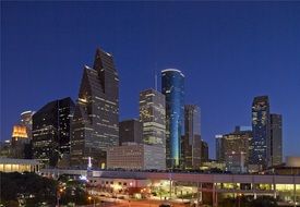 Houston downtown at dusk